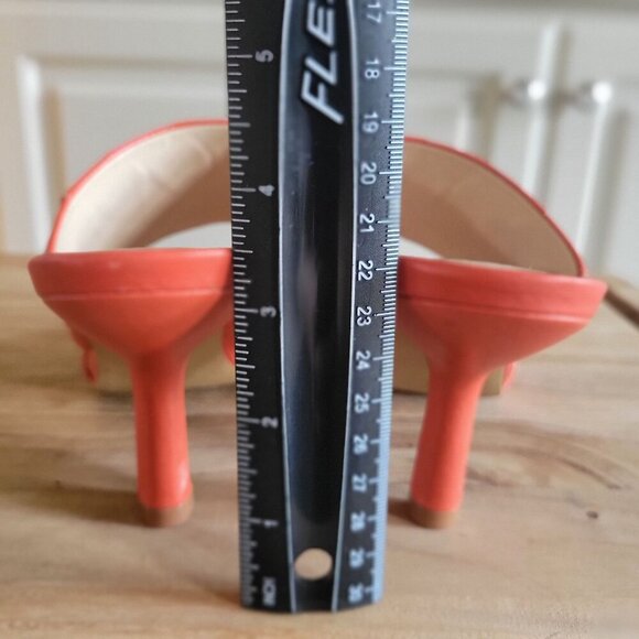 Vince Camuto Candialia Tangerine Tango Nappa Leather Woven Heeled Sandals 7M - Picture 5 of 7